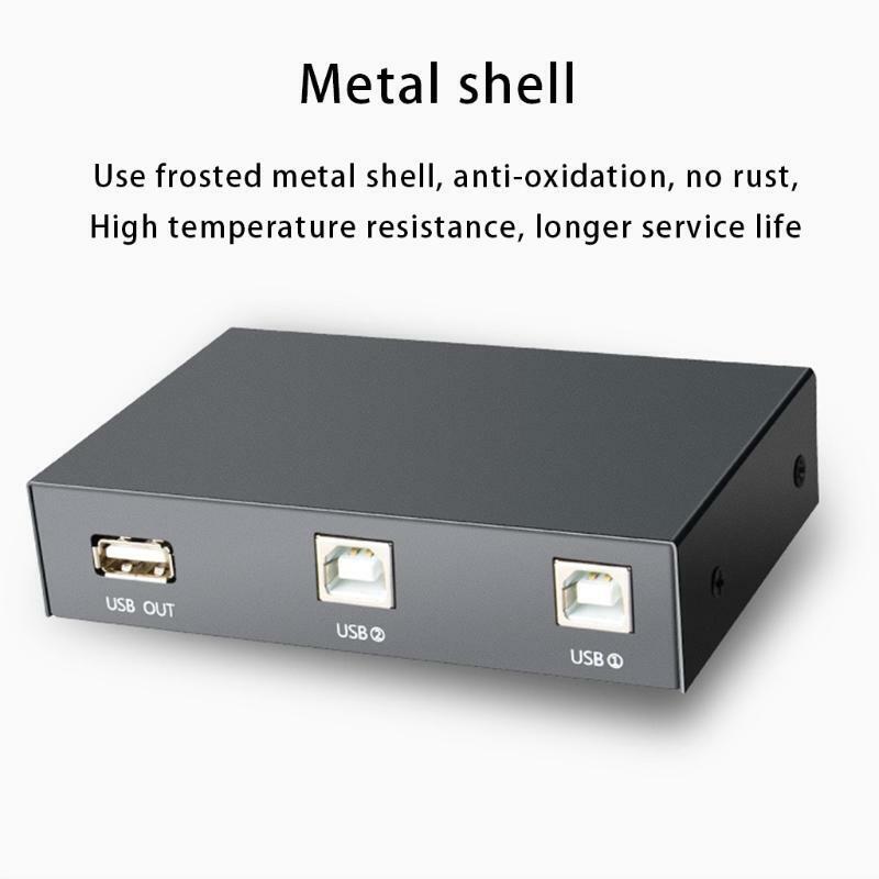2 in 1 Out USB Print Sharer, 2 USB 2.0 Ports Splitter Sharing Device Switch Box