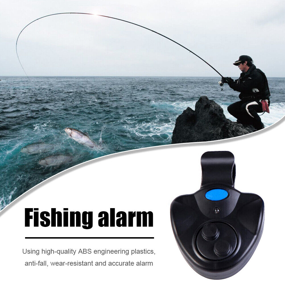 LED Light Fishing Bite Alarm Electronic Buzzer on Fishing Rod Alert (Black)