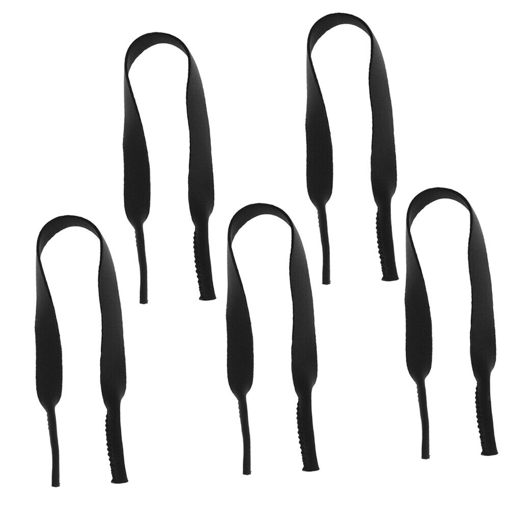 5pcs Neoprene Eyewear Sunglasses Glasses Neck Cord Retainer -Black