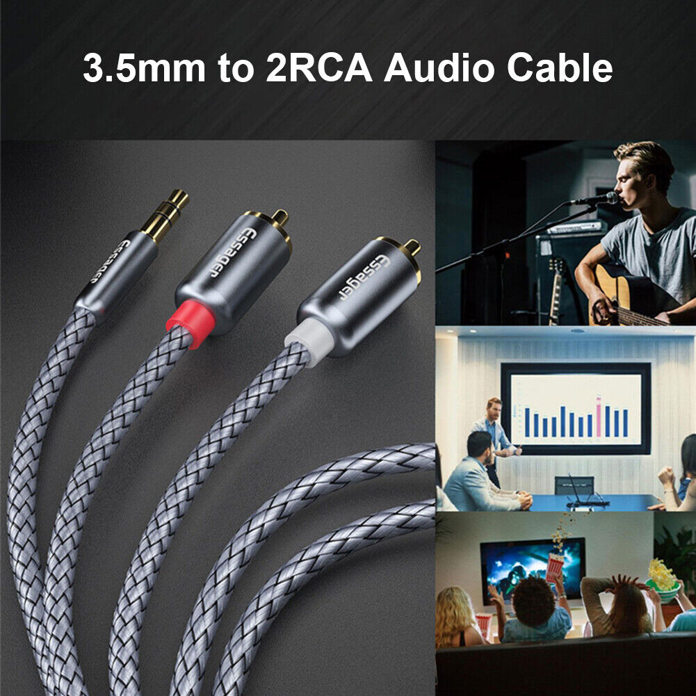 Essager RCA Aux Cable 3.5mm Jack to 2 RCA Audio Cable Y Splitter (5m)