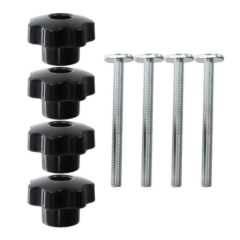4Sets M8 Plum Hand Tighten Nuts Handle + M8 T-Track Slider Sliding Nut Screw Rod