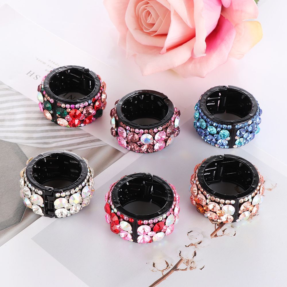 Diamond Ring Plastic Buckle Headband Crystal Hairband Hair Clip Ponytail Holder