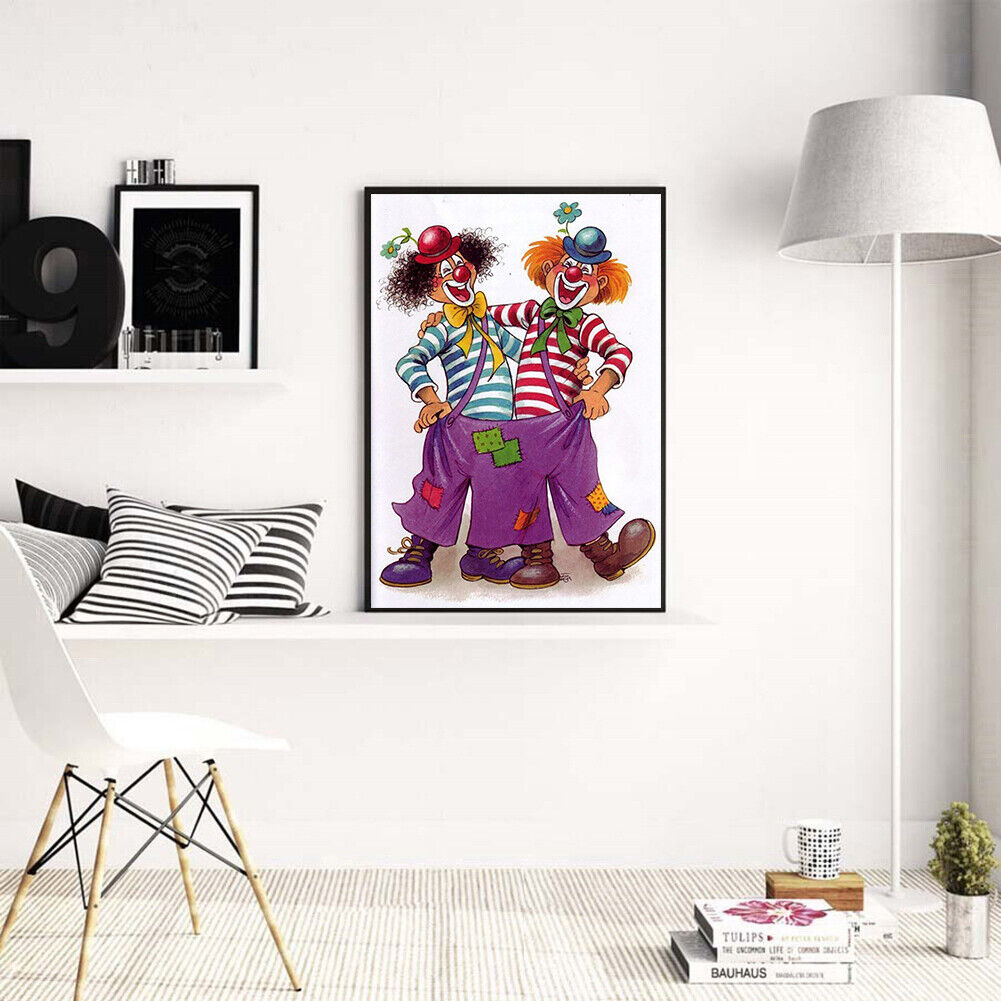 Clowns 5D DIY Full Round Drill Diamond Painting Decor Rhinestones Beadwork
