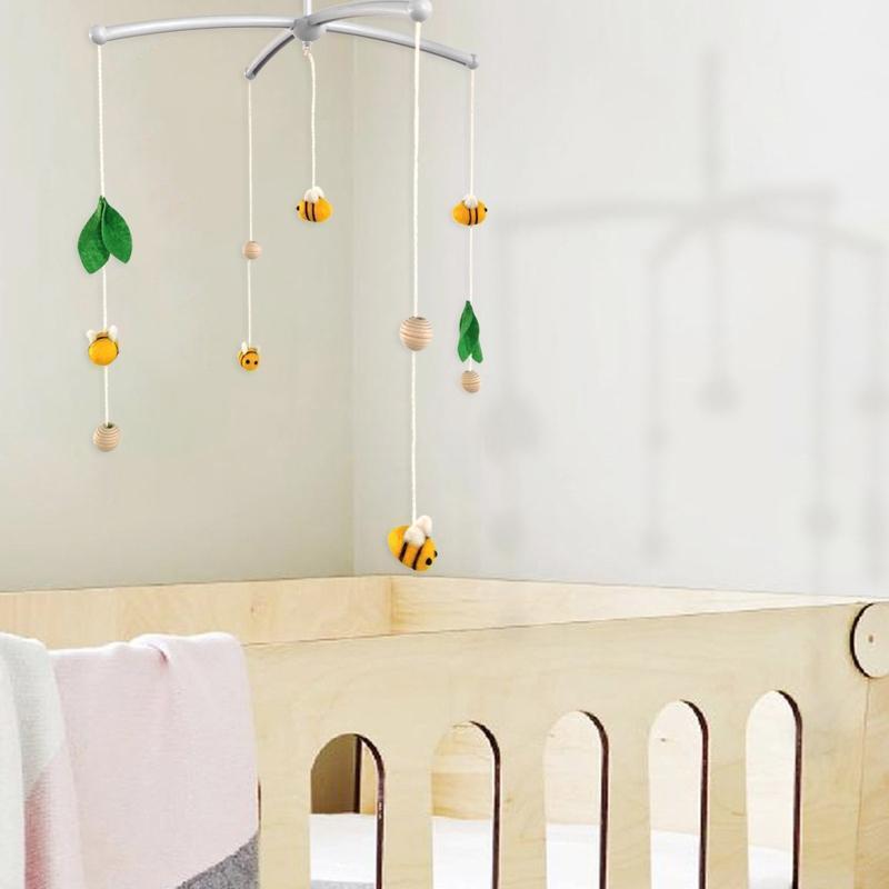 Handmade Wool Felt  Bee Ball with Plastic Bracket Hanging Ornament Crafts