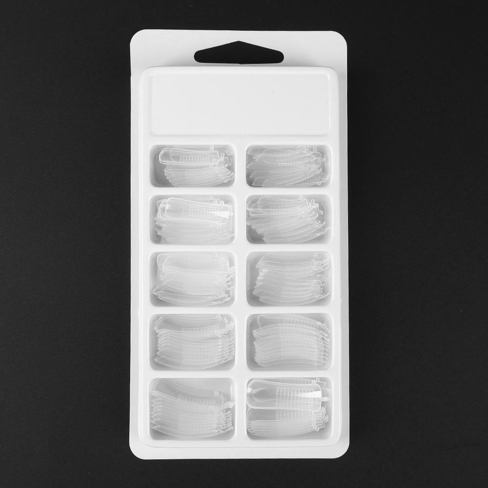 100pcs Gel False Nail Tips Clear Cover Acrylic Nail Mold with Scale Tool