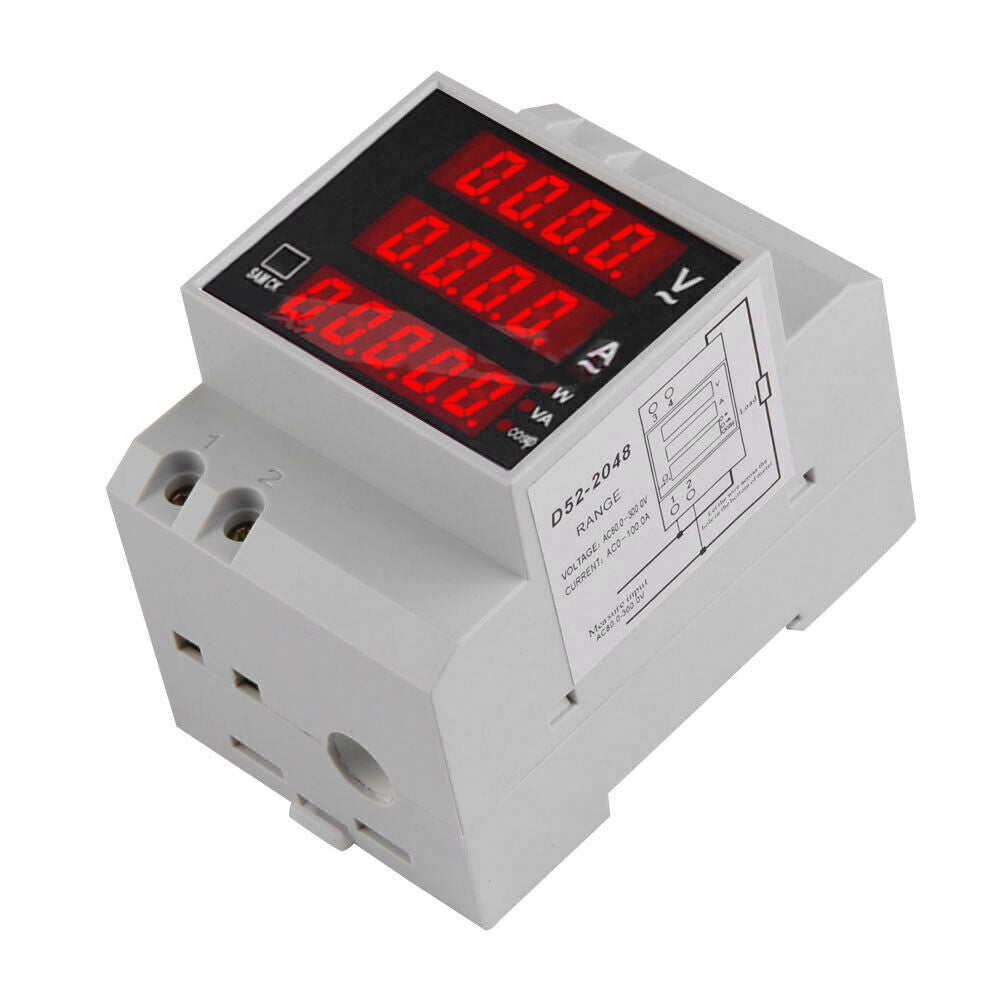Din Rail Ammeter Voltmeter Volt Amp Meter LED Display Power Energy Meter