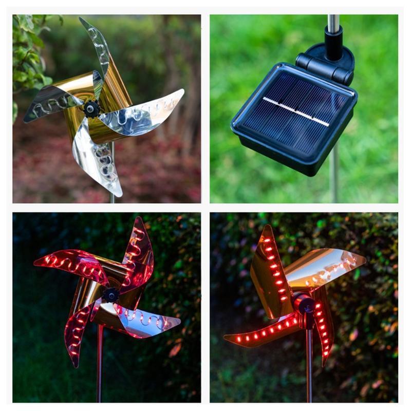 Four-Color Windmill Solar Lawn Light Outdoor Courtyard Garden Ground Plug Lamp