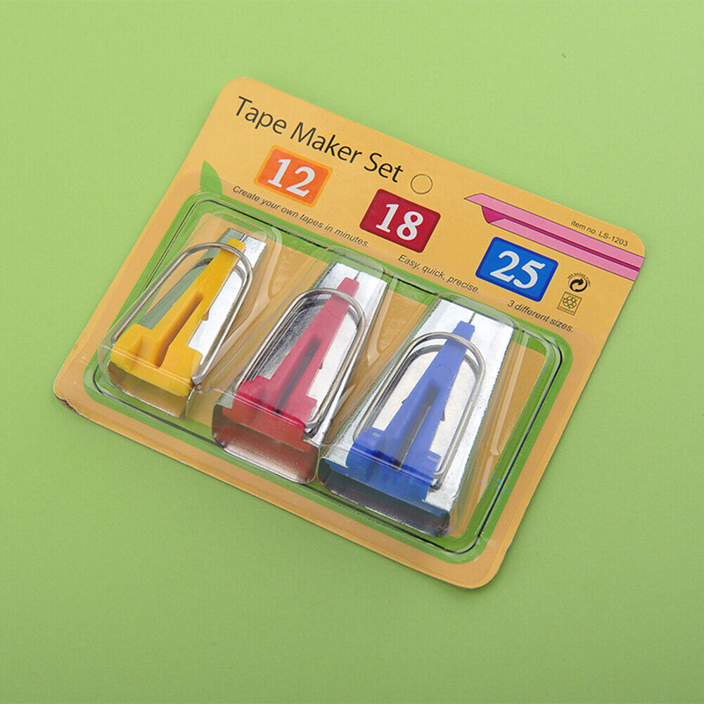 DIY Sewing Accessories Bias Tape Makers 3 Size 12mm 18mm 25mm Hemming Tool