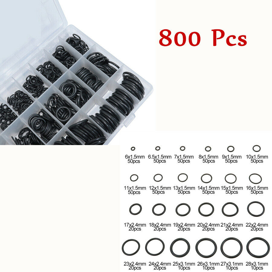 1x Case 800x Rubber O-Ring Black Assortment Set Gasket Automotive Seal Kit