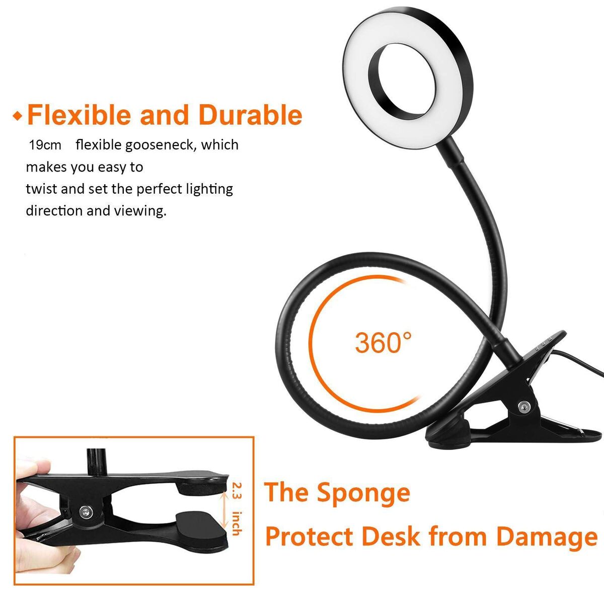 Makeup Desktop Light Stand Adjustable Brightness Live Stream Selfie Ring Light