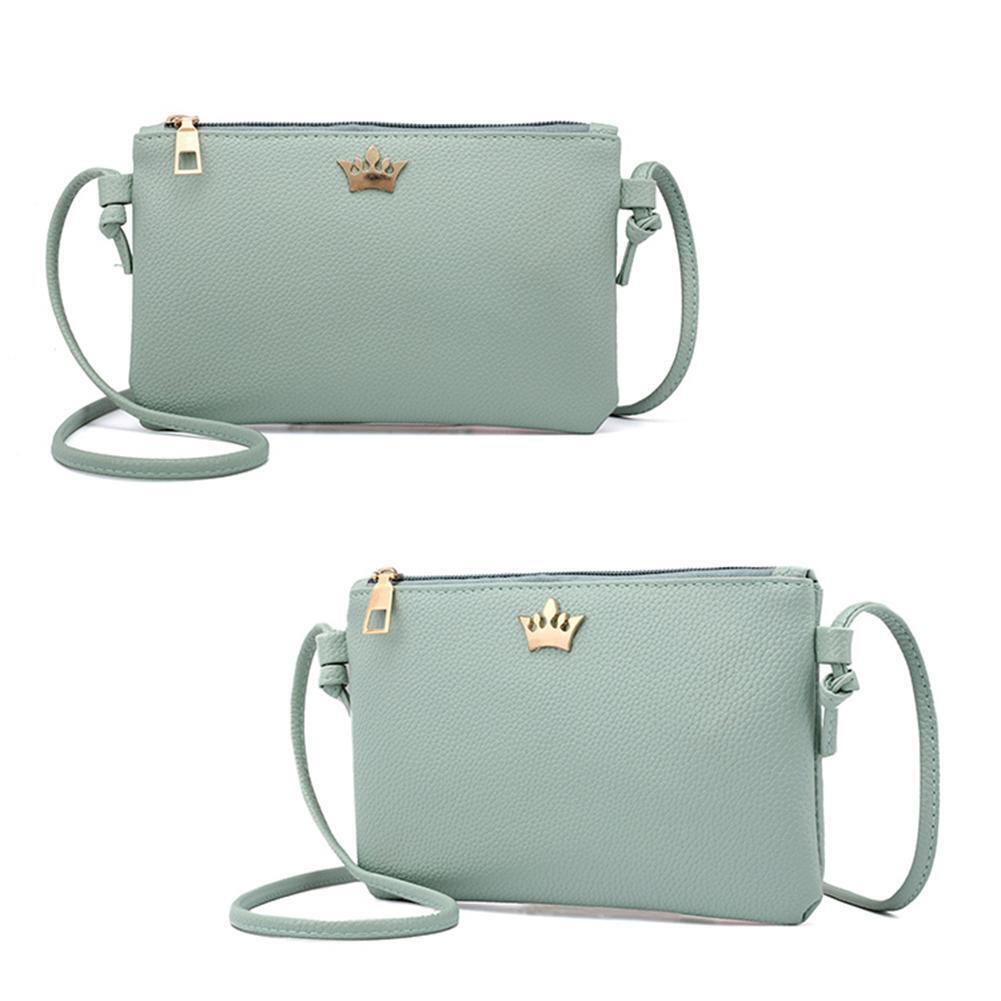 Women PU Leather Crown Shoulder Bags Zipper Casual Crossbody Bags/Green