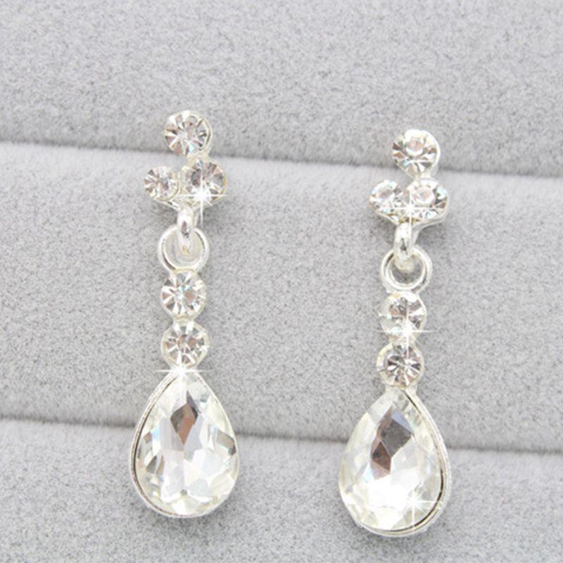2Pcs Trendy Crystal Pendant Earrings Necklace Set Jewelry Accs Gift for Birthday