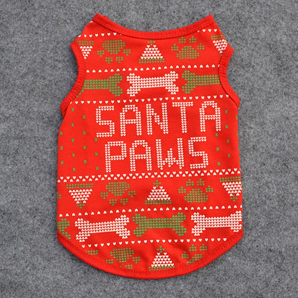 Cartoon Christmas Cotton Puppy Pets Dogs Costume T-Shirts (Bone Printing XS