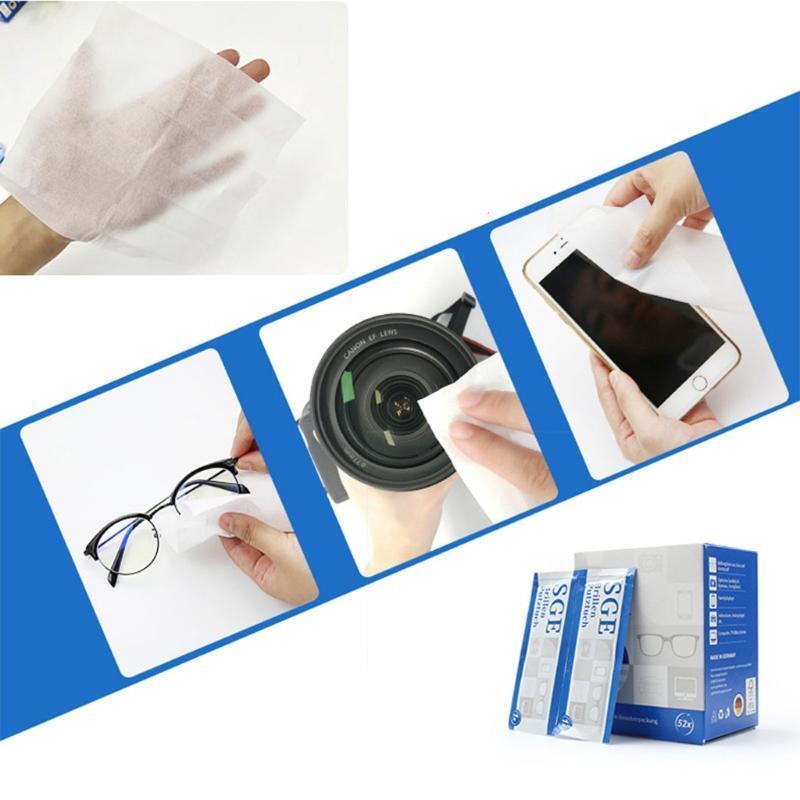 52pcs Portable Sunglasses Cleaning Cloths Screen Cleaning Wipes for Laptops Lens