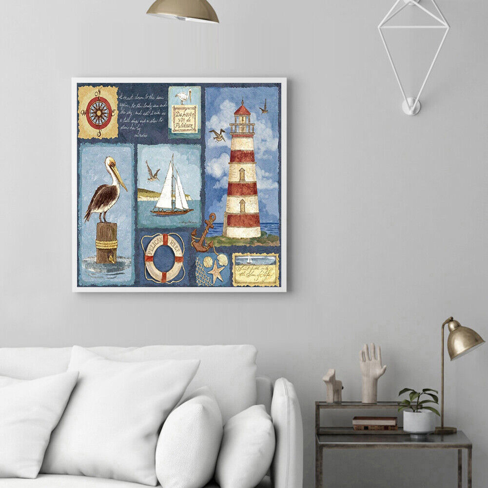DIY Diamond Painting Sea Collage Round Drill Art Picture Rhinestone Decor