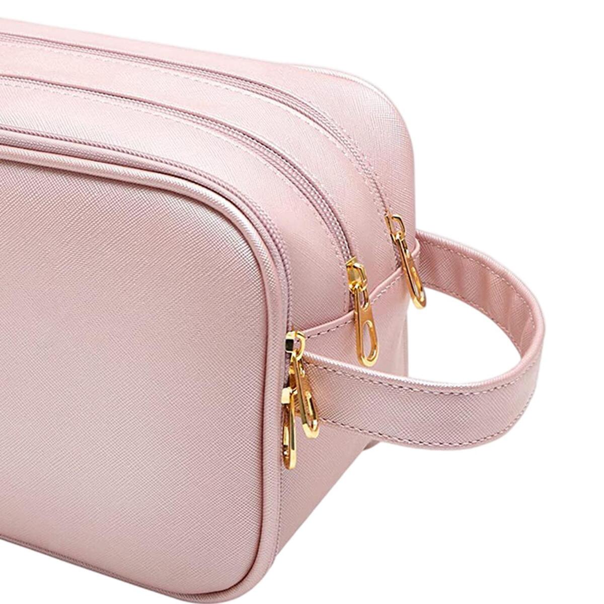 PU Leather Toiletry Bag Dorm Room Essentials 3 Zippered Pouch Vacation Gym
