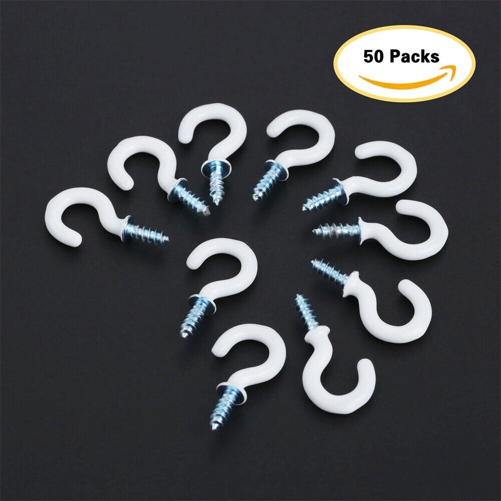 50Pcs 0.94" Strong Sharp Vinyl Coated Ceiling Hooks Space-saving Household Item