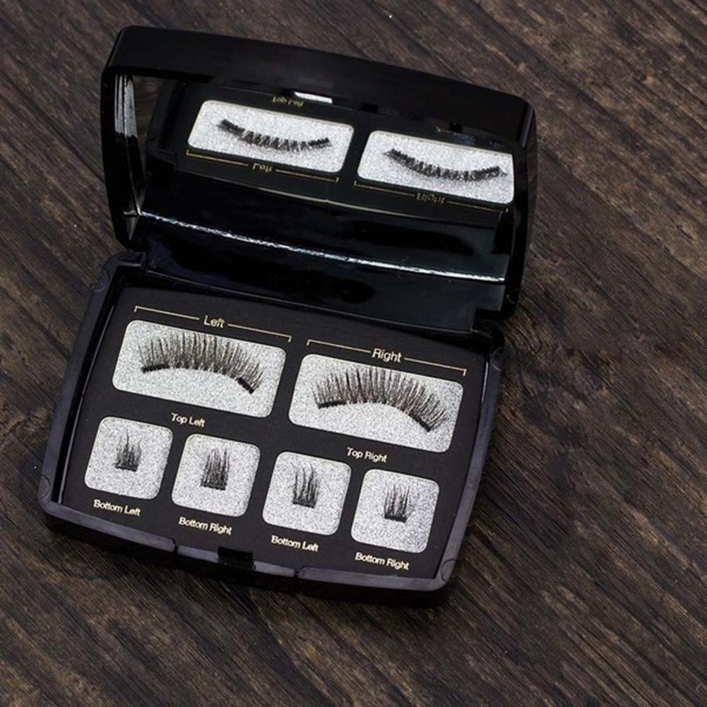 Eyelashes Makeup Set 6pcs Magnetic Lashes Reusable with Mirror Tweezer
