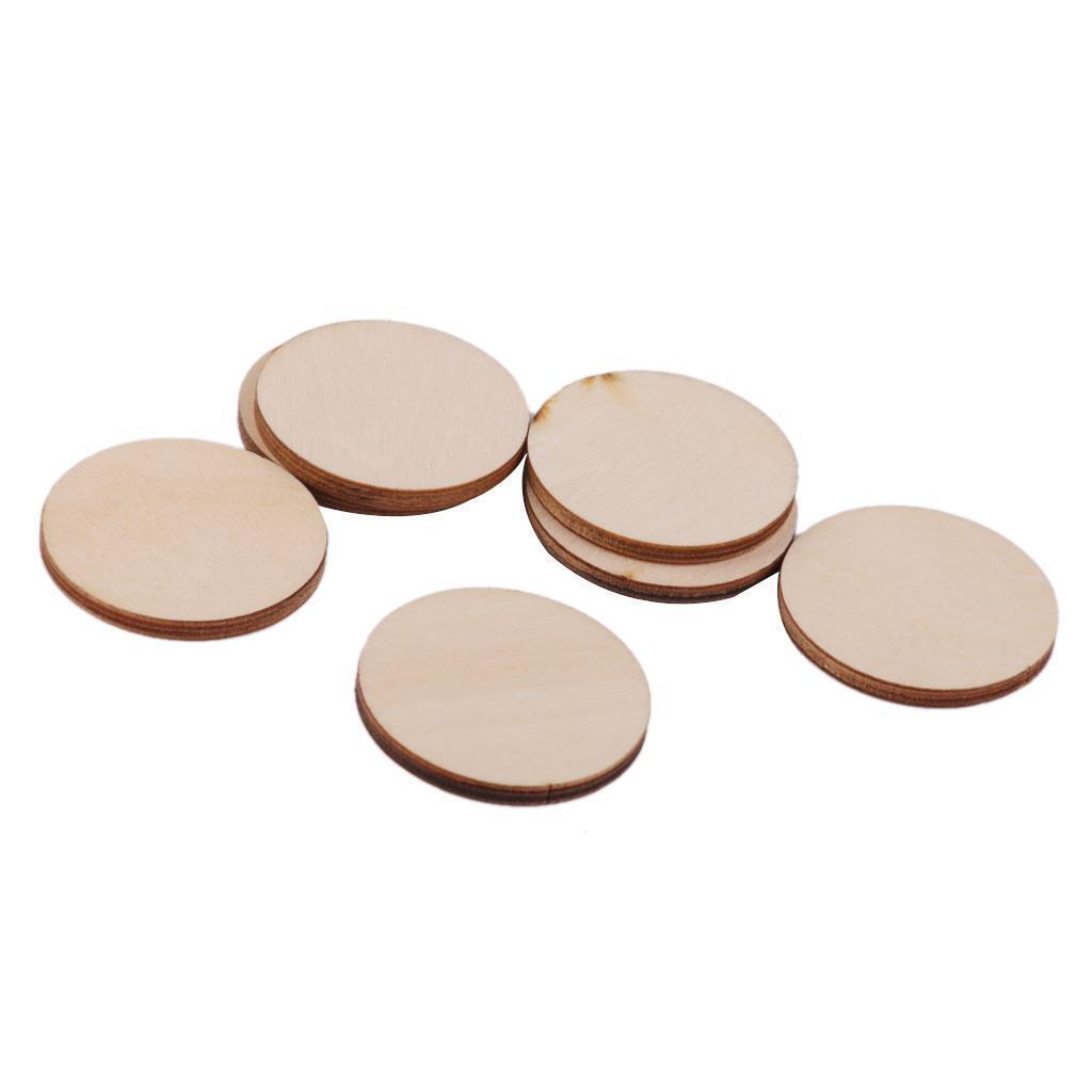 80 Pieces 30mm 40mm Round Disc Unfinished Wood Cutout Circles DIY Art Craft