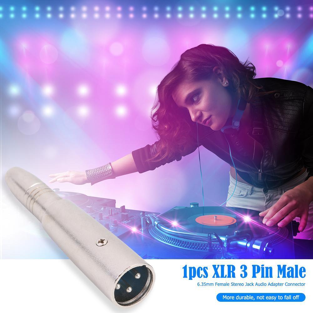 XLR 3Pin Male to 6.35mm Female Stereo Jack Audio Adapter Connector Tip Plug