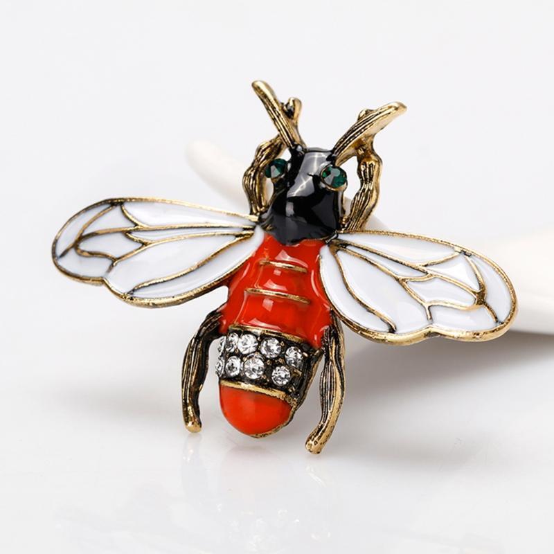 Bee Insect Brooch Pins Jewelry Women Red Fashion Gifts Enamel Badge Decoration