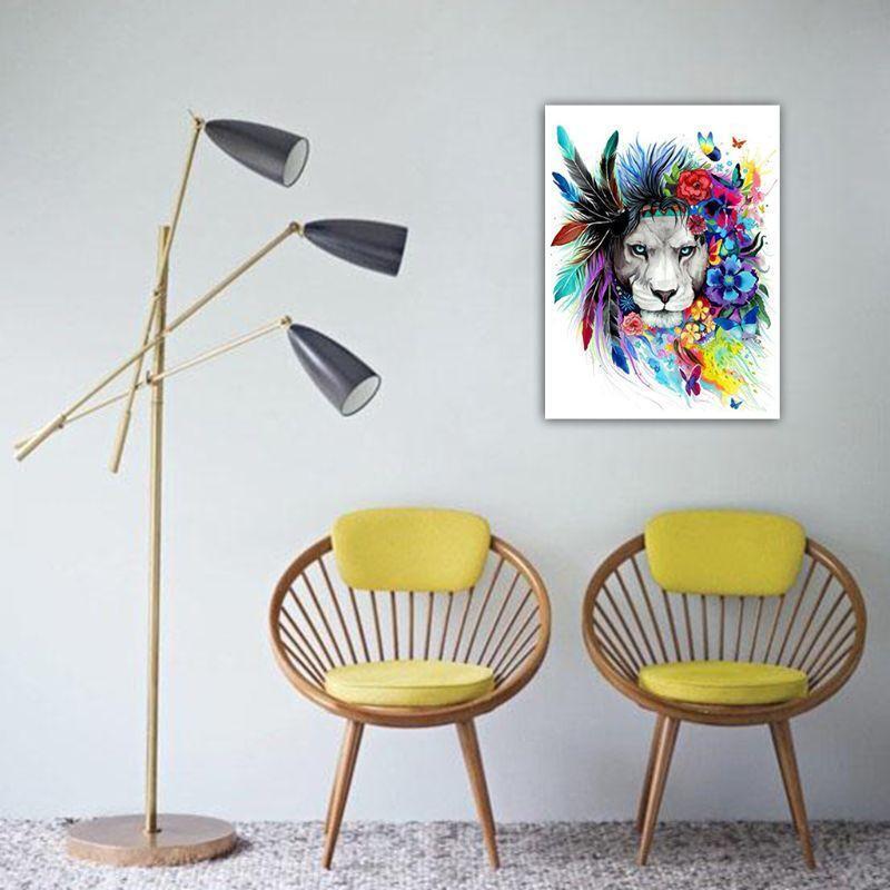 Wolf Head Digital Oil Painting By Numbers Canvas Wall Picture DIY Hand Painted