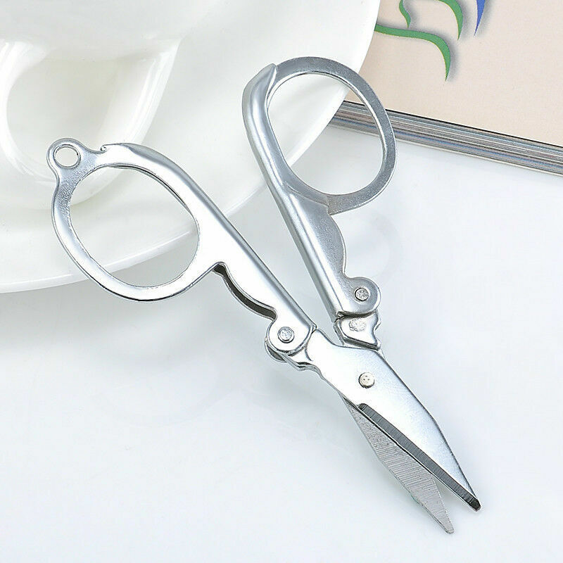 Handy Pair of Folding Scissors Stainles Steel Travel Pocket Foldable Multi User