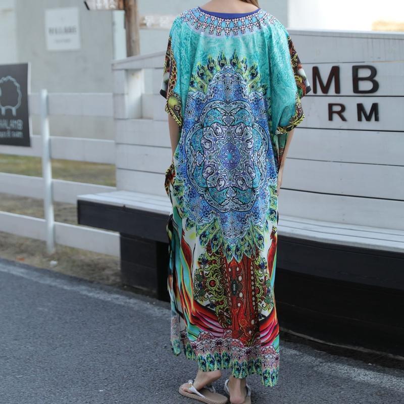 One Piece Sleeping Shirt Dress Swimsuit Cover Up Color Printed Beachwear Cover