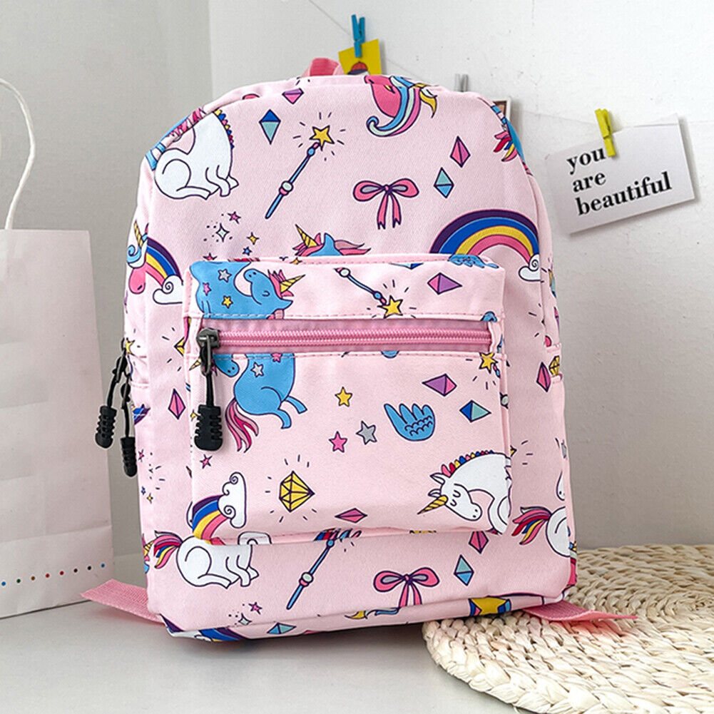 Fashion Girls Canvas Cartoon Print Backpack Casual Small Handbags (Pink)