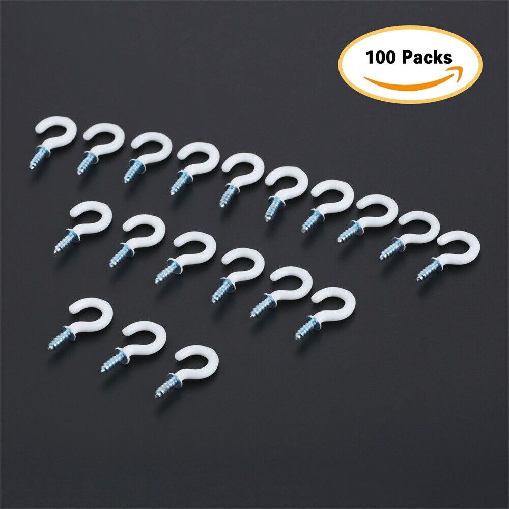 100Pcs 0.94" Strong Sharp Vinyl Coated Ceiling Hooks Space-saving Household Item