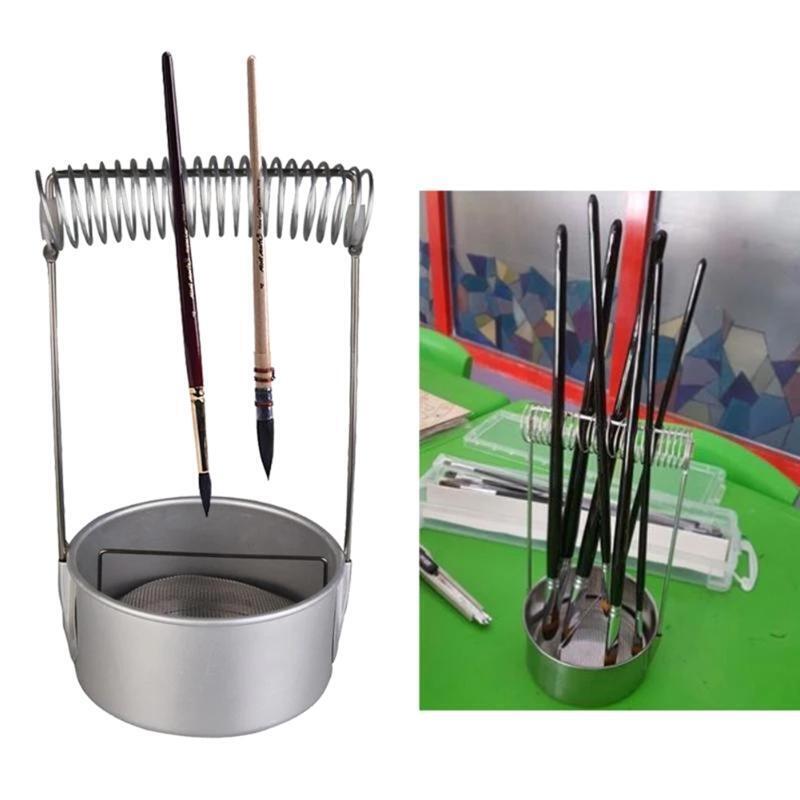 Portable Art Paint Brush Washer Spring Clip 2 in 1 Cleaning Drying Non Corroding