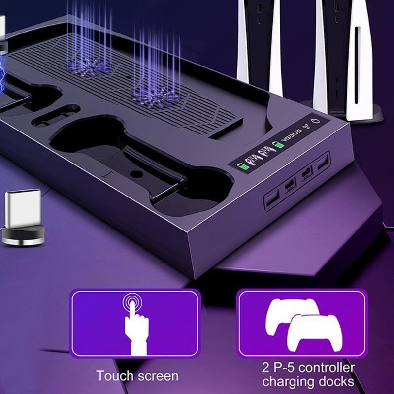 for PS5 Digital Edition Vertical Cooling Stand Controller Charger Headset Holder