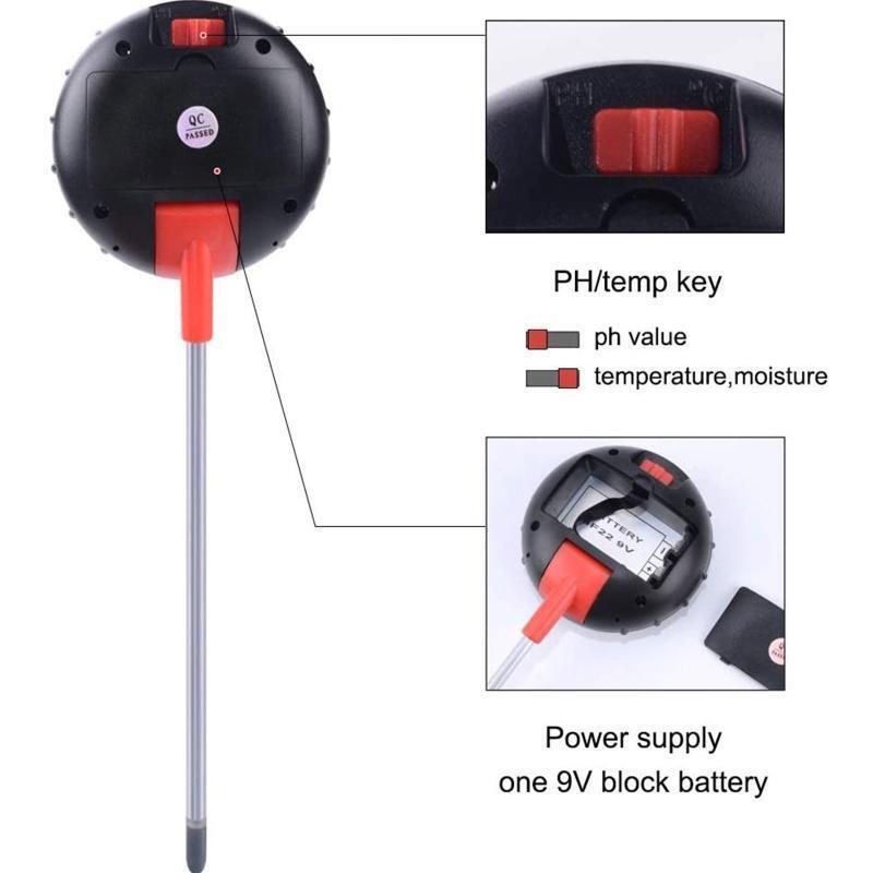 5 in 1 Soil Tester Plant Moisture Meter Humidity/Sunshine/Temperature/PH Meter