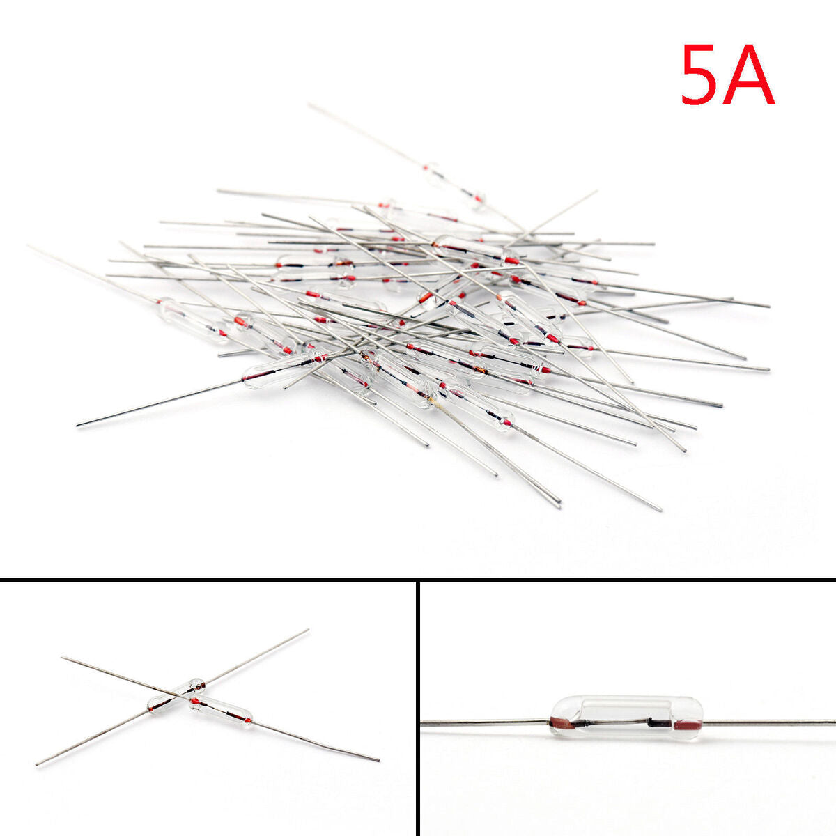 200Pcs Glass Fuse Tube Axial With Lead Wire Fast Blows Fuse 3x10mm 250V/5A BS1