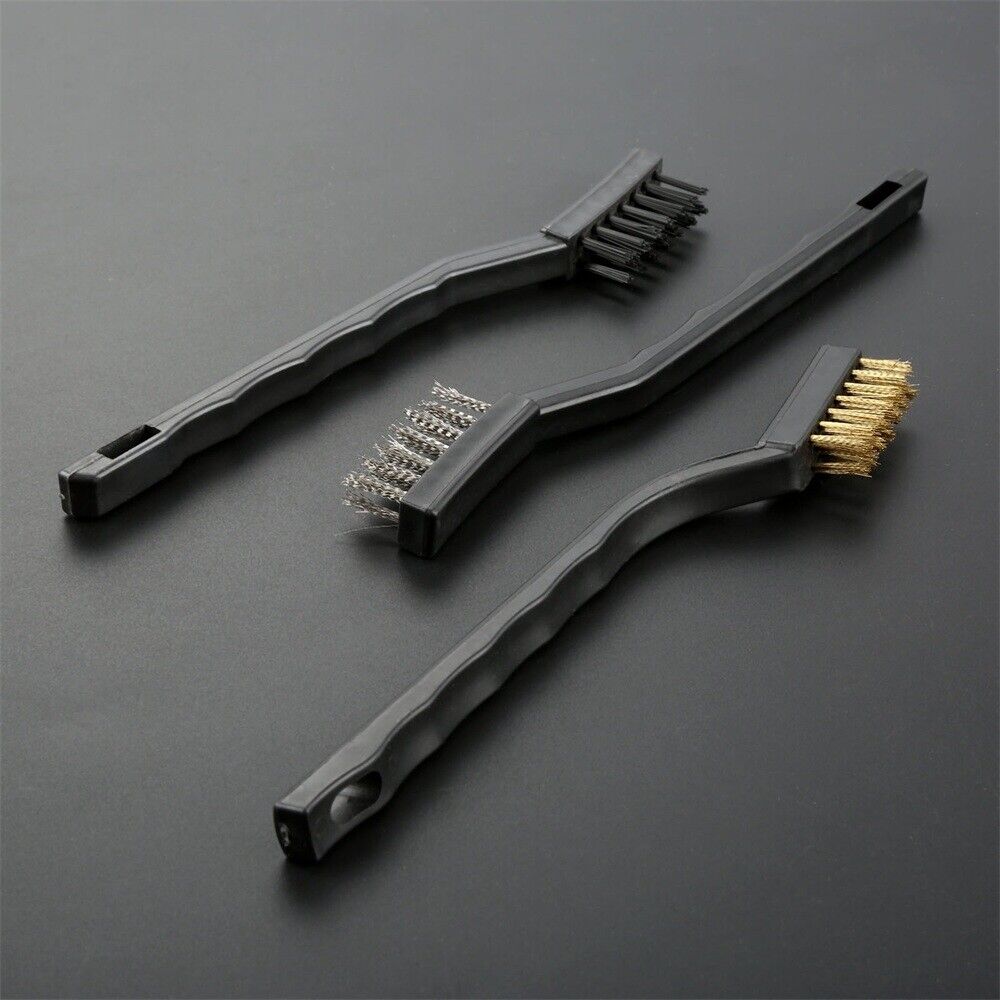 Wire Brushes Steel Brass Nylon Home Cleaning Polishing Detail Metal Rust 3pcs