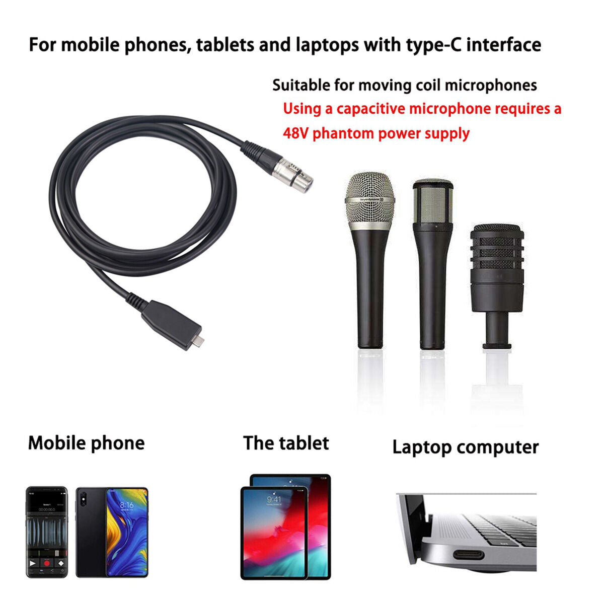 Adapter 3 Pin XLR  to 2.0 ???c USB Connector Microphone Mic 2m