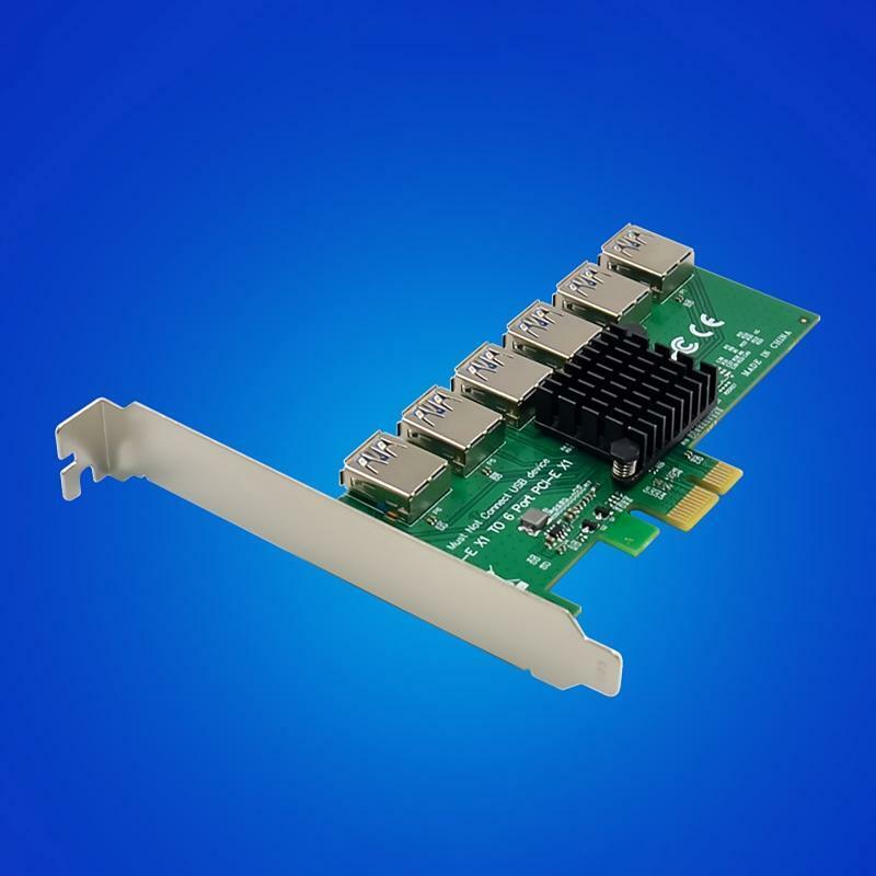 Pci-e X1 To 6-port Usb3.0 Adapter Card Sata PCIE Riser for Desktop PC Mining