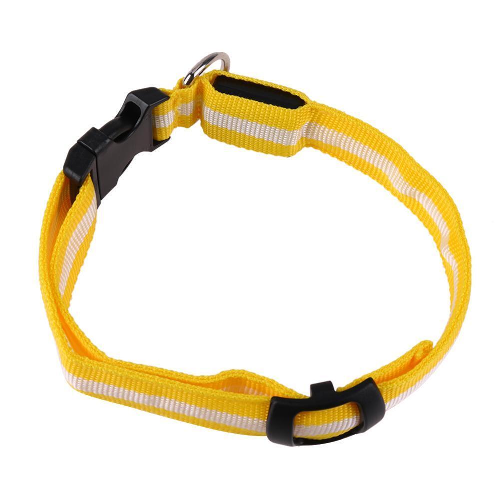 2.5cm LED Night Flashing Dog Pet Necklace Nylon Collar Leash(Yellow/XL)
