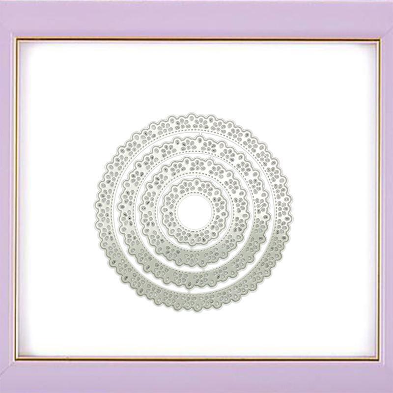 Laciness Embossing Die Cuts Nesting Cricle Cutting Dies 4'' for Gift Card Making