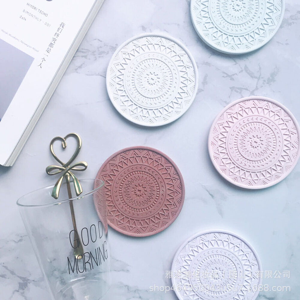 4pcs Drink Coaster Table Placemats Silicone Heat-resistant Coffee Cup Mats