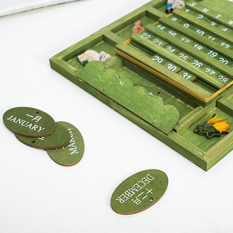 Green Wall Hanging Calendar Wood Artistic Living Room Bedroom Party Decoration