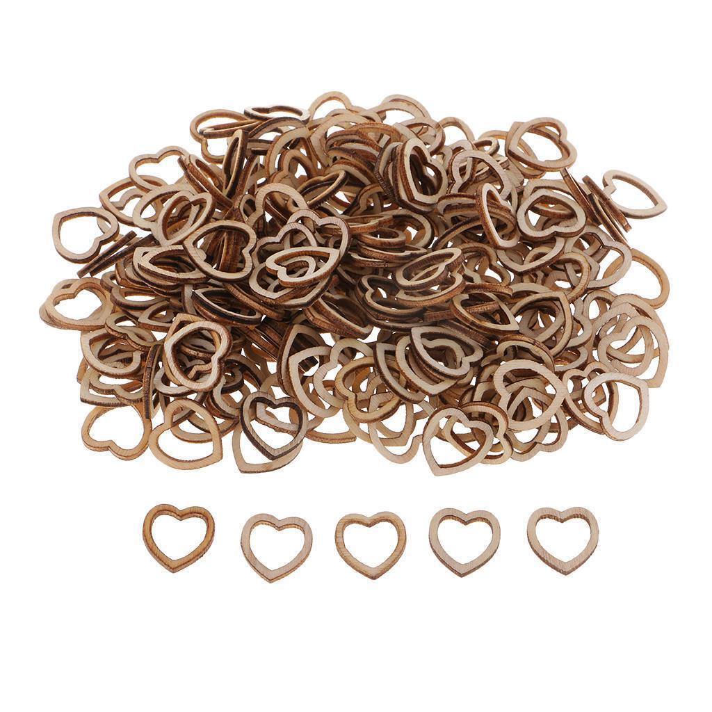 250 Pieces Natural Wooden Heart Slices Craft Wood Embellishments Decorations