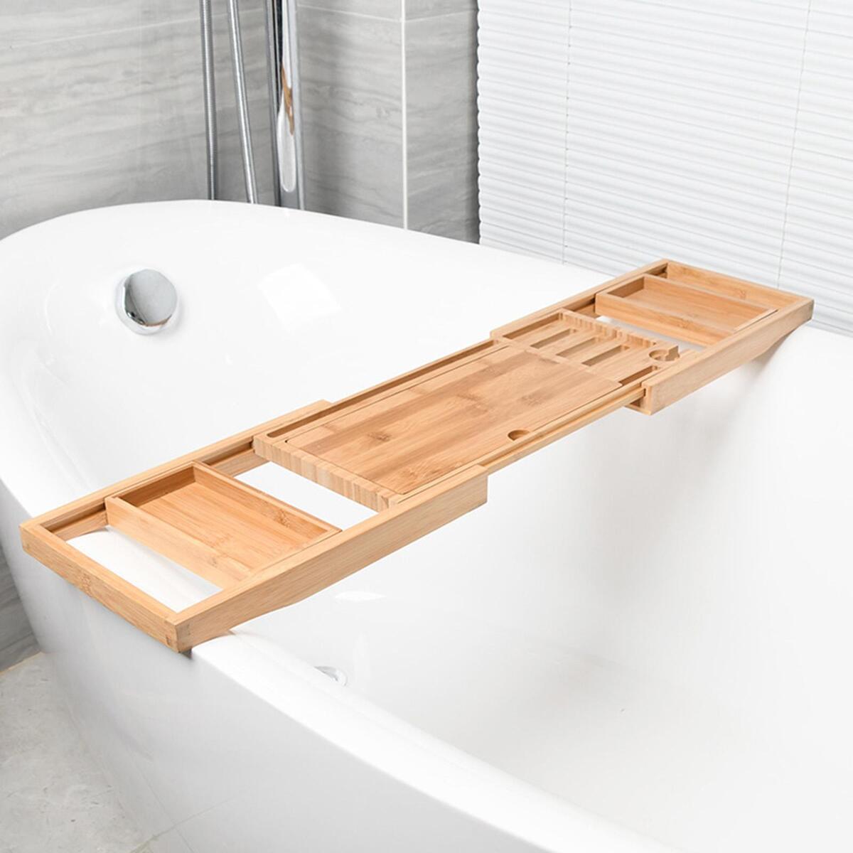 Wooden Bathtub Caddy Tray Bath Book Holder Bath Tray Tablet Holder Soap Dish