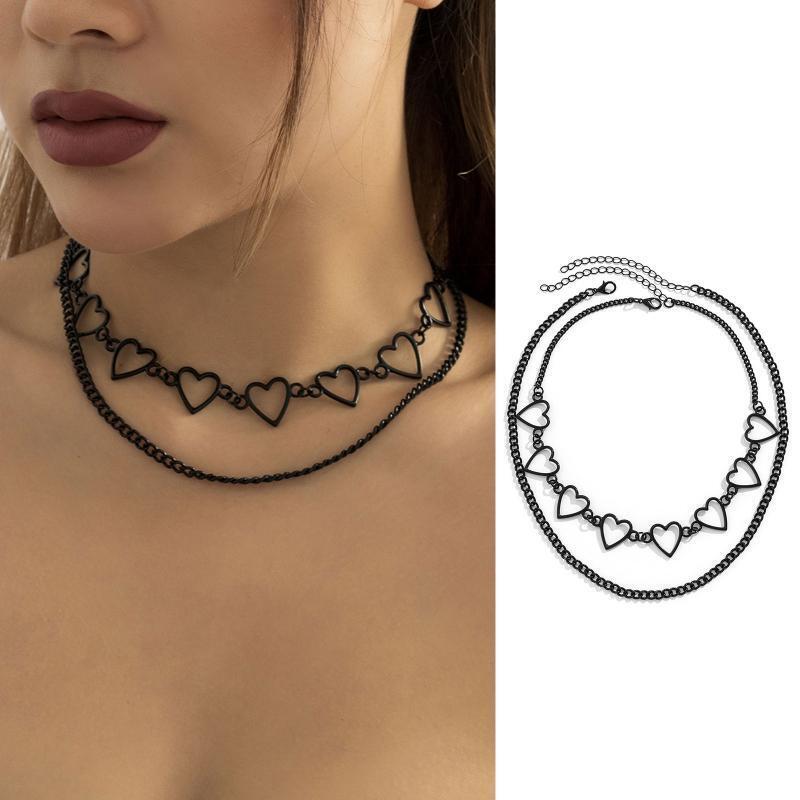 Heart Necklace Choker Goth Choker Chain Necklace Punk Clavicle Chain