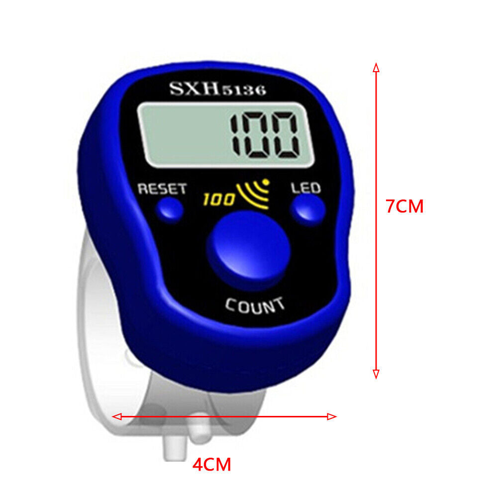 Mini Stitch Marker Row Finger Counter LCD Digital Hand Tally (Dark Blue)