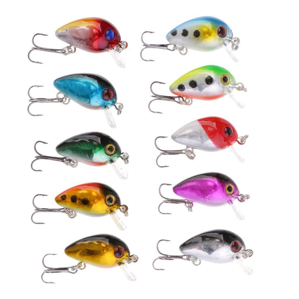 10Pcs Crank Lure Crank Baits 3cm Deep Swim Wobblers Hard Fishing Tackle