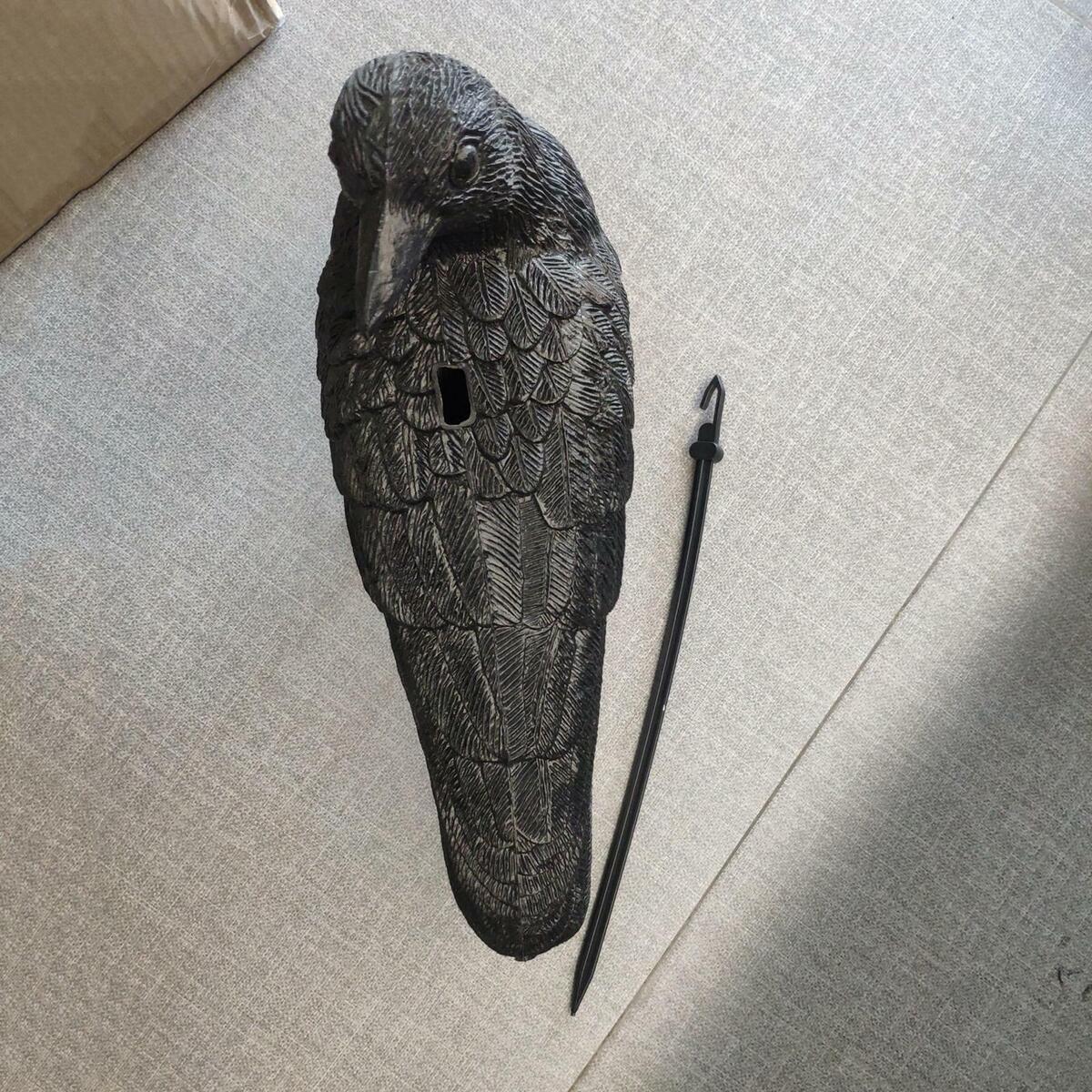 Lifesize Feathered Crow Decoy   Deterrent  Bird Raven Hunting Decoy