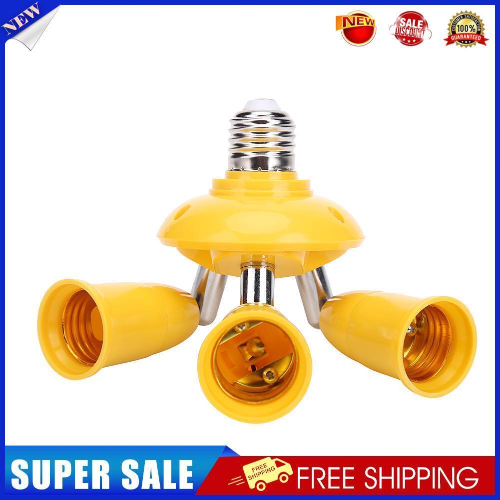 3 in 1 E27 to E27 Lamp Base Socket Splitter LED Light Bulb Holder (Yellow)