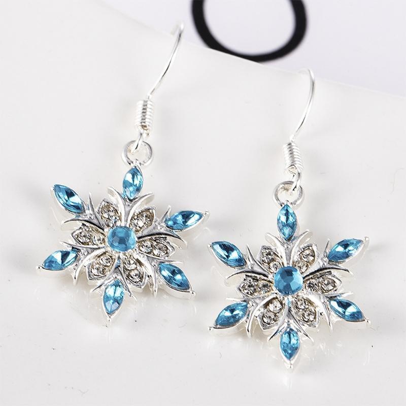Fashion Snowflake Drop Earrings Crystal Pierced Hook Dangle Earring Jewelry Gift