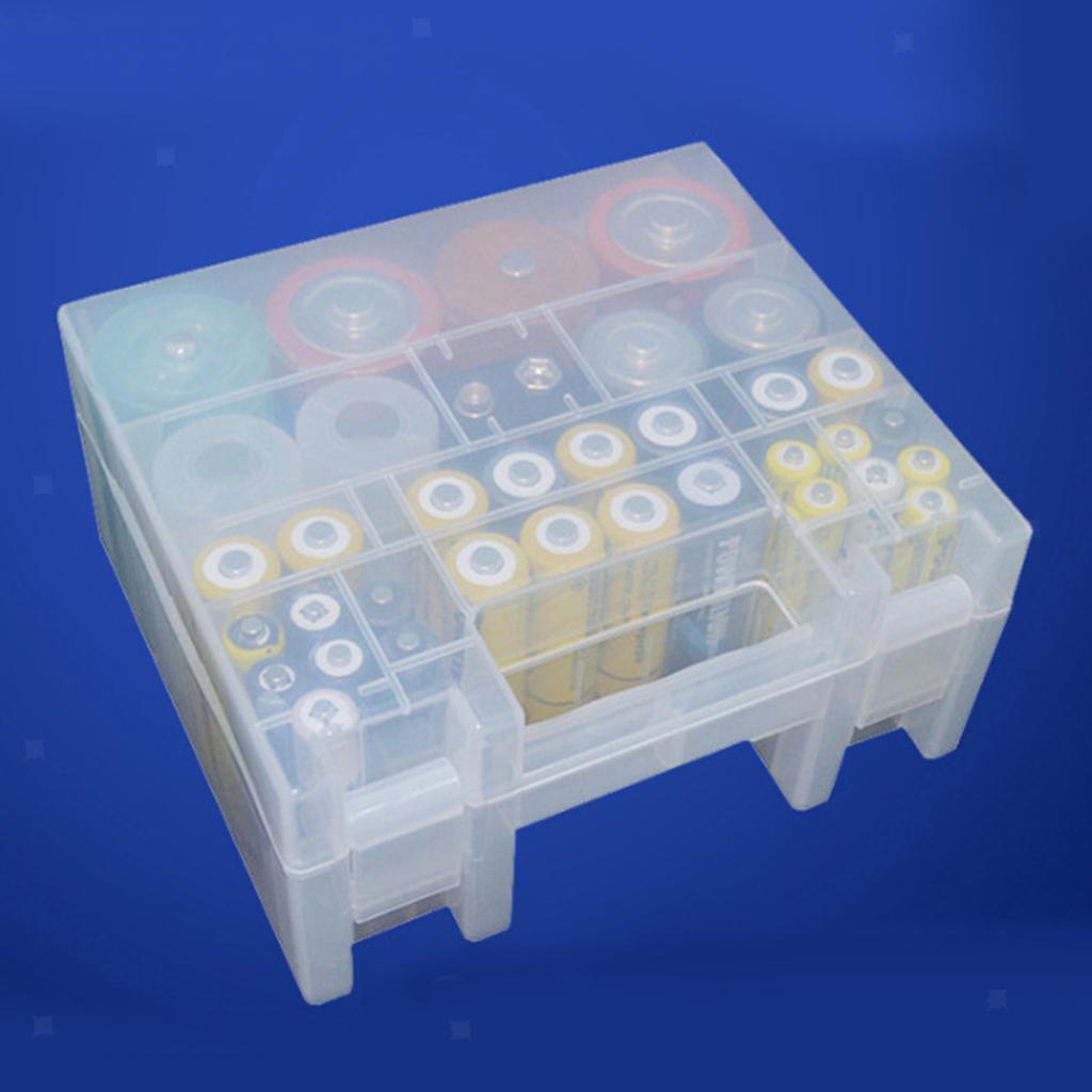 Clear Plastic Battery Storage Case Box Durable for 12x AA & 14xAAA Batteries